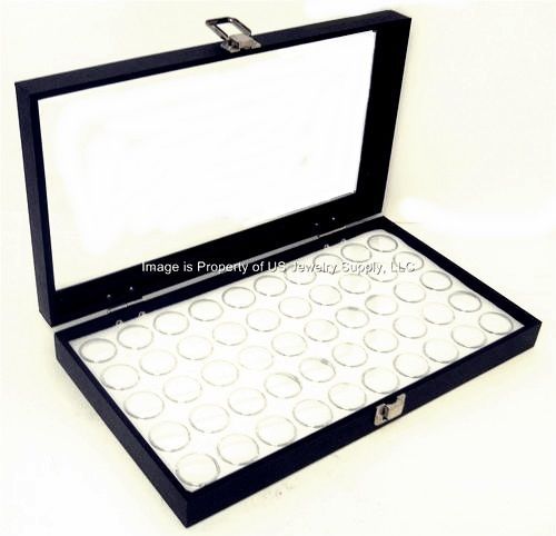 Glass Top White 50 State Quarter Coin Collectors Showcase Display Case Box