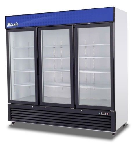Migali c-72rm commercial 3 glass door refrigerator for sale