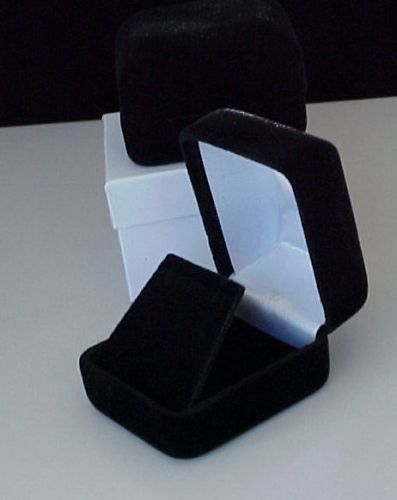 Small Plush BLACK VELVET Earring Long Flap Presentation Jewelry Gift Box