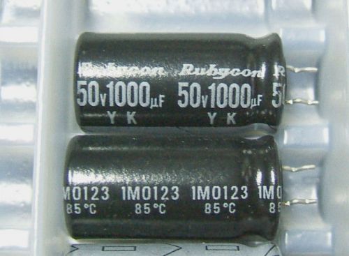Rubycon YK Series 1000uF 50V Capacitors (Lot of 8)