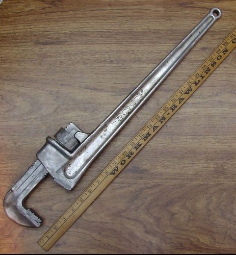 Old used tools,schick 24&#034; aluminum pipe wrenchwith steel jaws,3&#034; capacity for sale