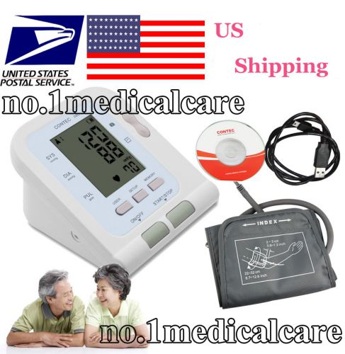 Usa shipping,desktop lcd digital blood pressure monitore+ adult cuff+ pc sw for sale
