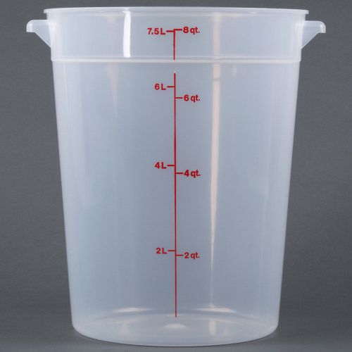Cambro rfs8pp-190 8 qt. round container - translucent w/ 4 lids for sale
