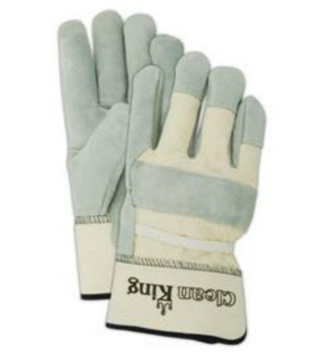 12 Pairs Magid® Clean King Gunn Pattern Split Leather Palm Work Gloves - Medium