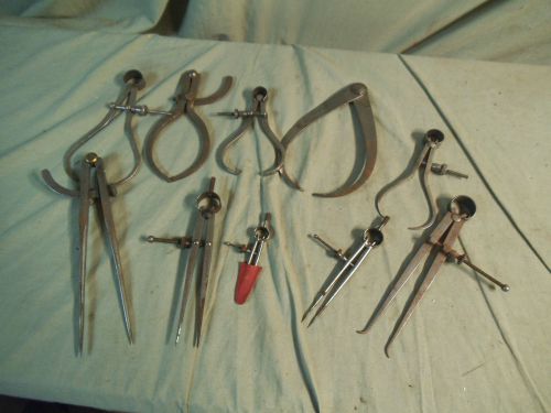 Estate lot of 11 old vintage starrett  + machinist inside outside calipers tools for sale