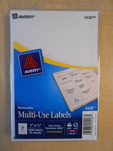 AVERY 5428 SELF-ADHESIVE REMOVABLE  MULTI -USE LABELS 1&#034; X 3/4&#034; WHITE 960 LABELS
