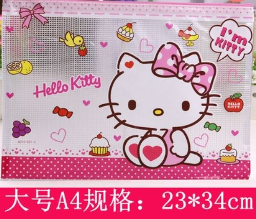 Hello Kitty Waterproof Heart Zipper Bag Stationery Megazine Document Case KK417