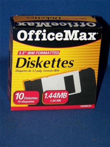 10 Pack OfficeMax IBM Formatted Floppy Disks 3.5? 1.44MB PC Diskettes
