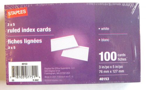 LOT of 400 NEW SEALED 3&#034; x 5&#034; WHITE RULED INDEX CARDS