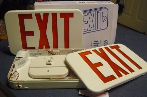 Slimline led exit sign white hhousing red letters easy installation ul listed for sale