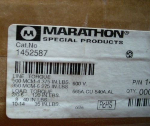 Marathon 1452587 power distribution block, 2p 2/0-6 load 500 / 350 mcm for sale