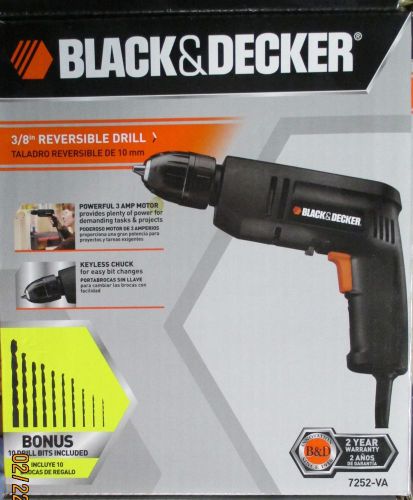 Black &amp; Decker 3/8&#034; Reversable Drill with Bits Model 7252-VA
