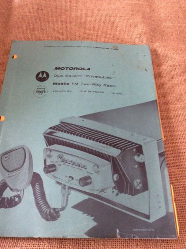 Vintage Motorola Dual Squelch Mobile Fm Two Way Radio Manual