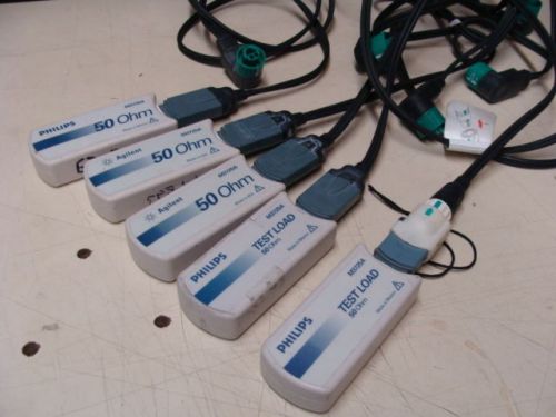 Lot of 5x * PHILLIPS AGILENT HEARTSTREAM M3725A 50 OHM TEST LOAD w/ CABLES