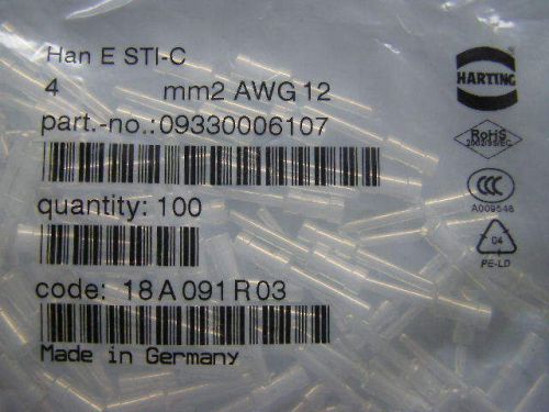 Harting han e sti-c 4 mm2 awg 12 male crimp contact 09330006107 for sale