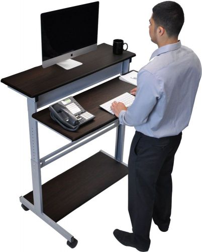 40&#034; Mobile Ergonomic Stand Up Desk Computer Workstation Desk,Laptop/Desktop Home