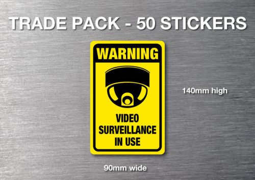 Video Surveillance warning stickers 50 pack 7 yr water &amp; fade proof vinyl