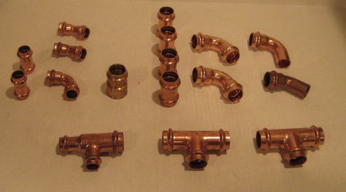 (17) Viega pro press fitting assortment 1/2&#034;, 3/4&#034; and a brass FIP