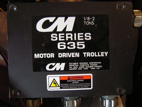 New open box cm 635 series motor driven trolley (1/8 ton up to 2 ton capacity) for sale