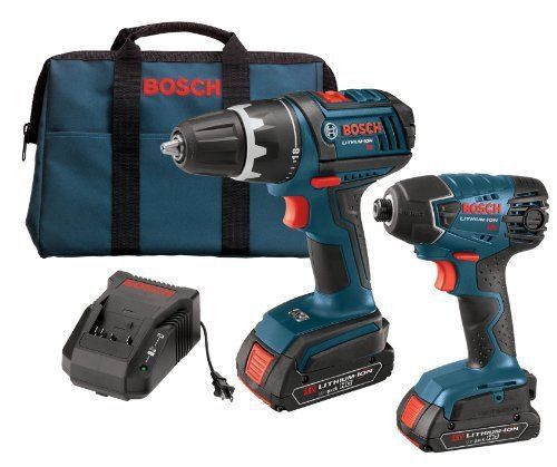Bosch clpk232-181 18-volt lithium-ion 2-tool combo kit with 1/2-inch compact tou for sale