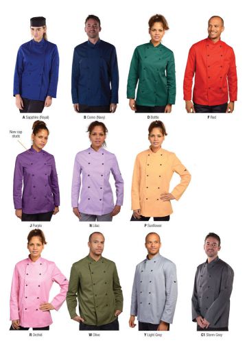 Denny`s Technicolour Chef Jacket L/S or S/S 11 Colours XS - 2XL New Free P + P