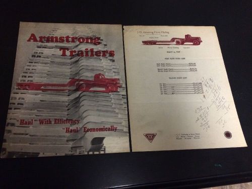 Armstrong Trailers Sales Brochure And Letter Head With Price List 1949