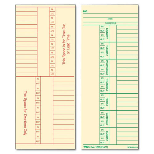 Time card for cincinnati, named days, two-sided, 3 3/8 x 8 1/4, 500/box for sale