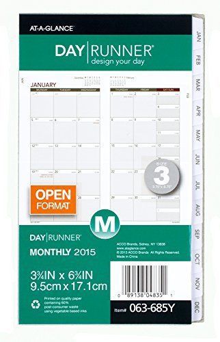 Day runner compact monthly planner refill 2015  3.75 x 6.75 inches page size (06 for sale