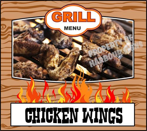 Grill Menu Grilled Chicken Wings Decal 14&#034; BBQ Food Truck Concession Restaurant