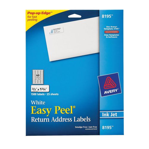 Avery easy peel inkjet return address labels, 2/3 x 1-3/4, white, 1500/pack (819 for sale