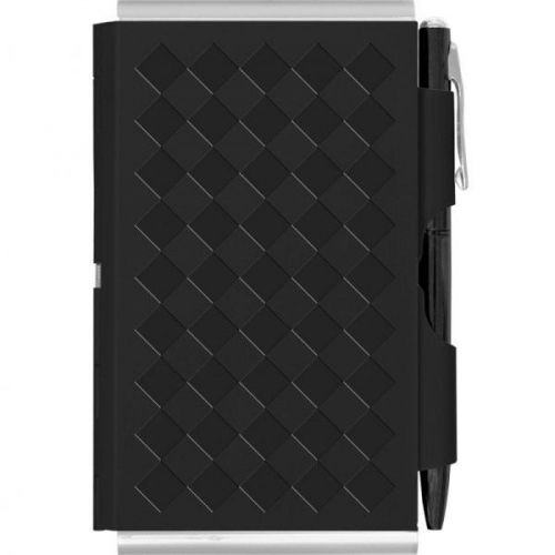 Business Card Holder with Pocket Notebook - Notepad with Pen in Black