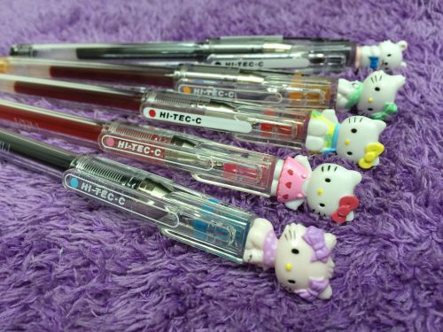 5x Hello Kitty PILOT HI-TEC-C 0.3mm Pen Gel Roller Ball Limited Edition Japan