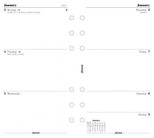 FILOFAX REFILL 2015 PERSONAL MULTILANGUAGE WEEK ON TWO PAGES CALENDAR PLANNER