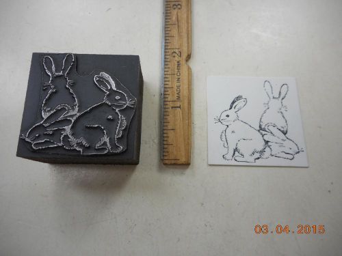 Letterpress Printing Printers Block, Cuddly Bunny Rabbits