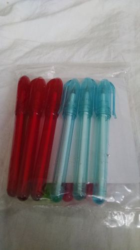New package of 12 colored ball point pens with blue ink