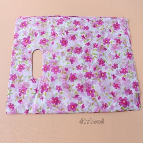 500pcs Retail Pink Flowered Style Shopping Carrier Bags Boutique Gift Bag Lots D