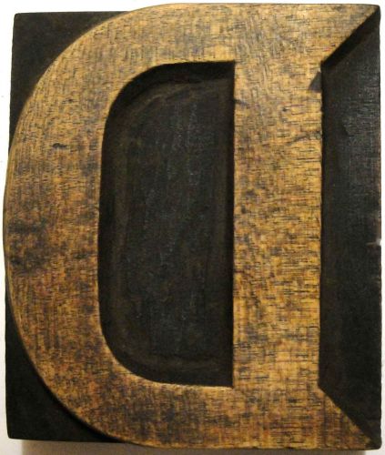 Letterpress wood 2 5/8&#034; letter &#039;d&#039; block **stunning hand carved typeface** for sale