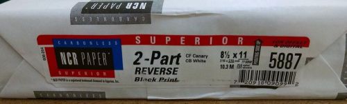 Ncr superior carbonless paper 2 part 8.5 x 11 white and canary yellow for sale