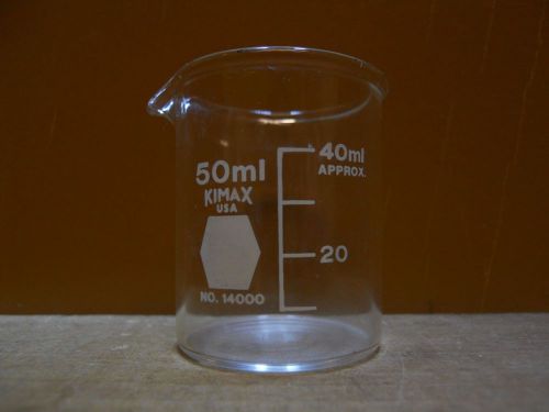 Kimax no. 14000 50ml graduated beaker scientific lab glass chemistry for sale