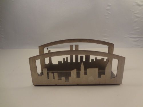 Very Rare Pre-9/11 New York NYC Skyline Desk Business Card Holder Steel