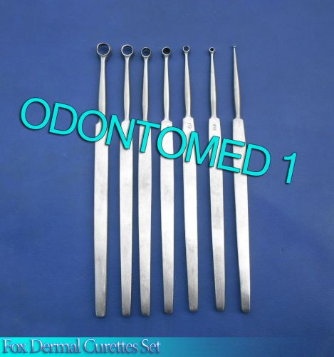 6 Fox Dermal Curettes Surgical ENT Medical Instruments 1,2, 3, 4, 5,6 mm&#034;s,