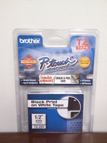 12 - Brother TZ Tape - BLACK &amp; WHITE LABEL TAPE TZ 231 - Brand NEW