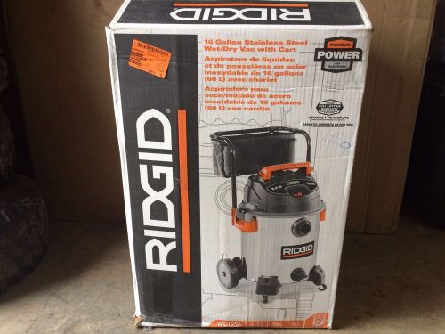 Ridgid 16 gallon shop vac wd1956 portable wet/dry 6.5 hp stainless steel - nice for sale
