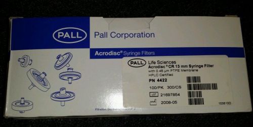 Pall acrodisc cr 13mm syringe filter with 0.45?m ptfe membrane pn 4422 (qty-300) for sale