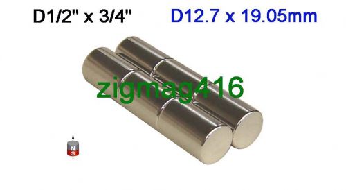 6 pcs of grade n42, 1/2&#034;dia x 3/4&#034; thick rare earth neodymium cylinder magnets for sale