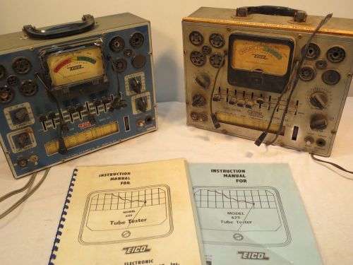 2 eico model 625 tube tester one works great one for repair pluse 2 books/charts for sale