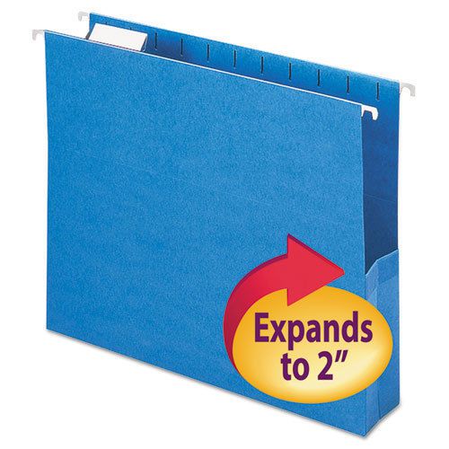 2&#034; Capacity Closed Side Flexible Hanging File Pockets, Letter, Sky Blue, 25/Box
