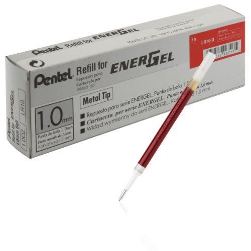 Pentel Refill Ink for BL60 EnerGel Liquid Gel Pen, 1.0mm, Metal Tip,Red Ink,12pk