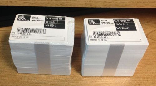 200 zebra 104523-111 premier pvc plastic cards 30mil  factory sealed! for sale