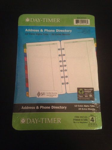 Day-Timer Size 4 Address And Phone Directory Color Tabs New Fits 3 Or 7 Ring